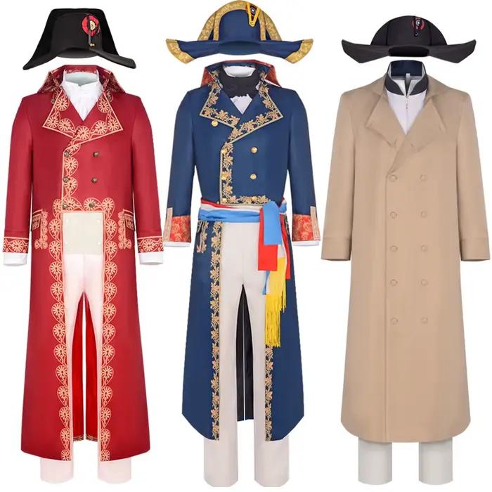 Costume de Cosplay Napoléon du 18e 19e siècle médiéval, Costume Bonaparte, uniforme militaire de l'empereur français, chapeau, manteau, pantalon, Costume complet