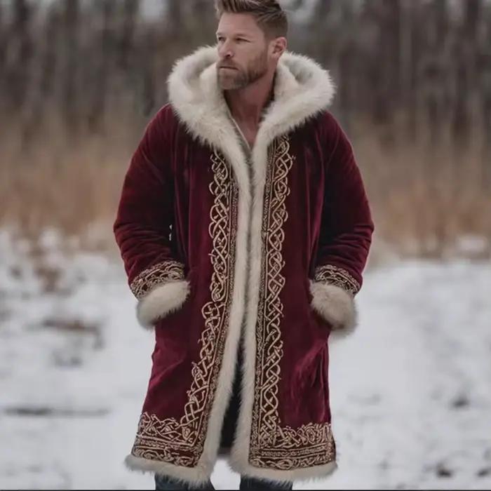 Veste d'hiver épaisse à capuche pour homme polyester rouge décontractée pour hiver confortable et résistant aux intempéries