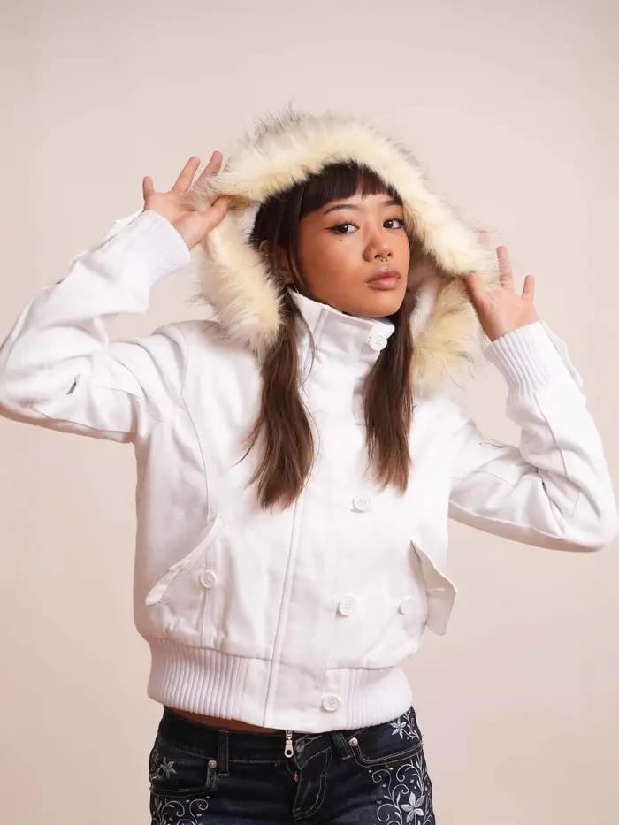 Veste parka d'hiver pour femme, doublée polaire, avec grande capuche en fourrure, marron, coupe ajustée, courte, style vintage, coupe-vent, chaude, décontractée, vêtement d'extérieur cargo