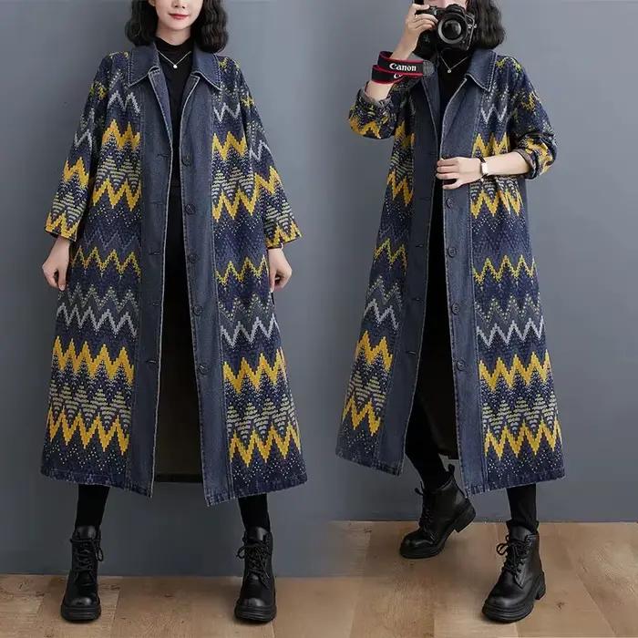 Nouveau Vintage femmes grande taille Denim manteau automne hiver