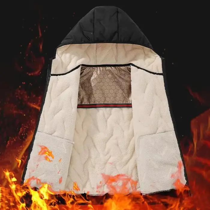 Parka à capuche pour hommes hiver chaud épaissir polaire manteaux coupe-vent couleur unie rembourré mode veste mâle