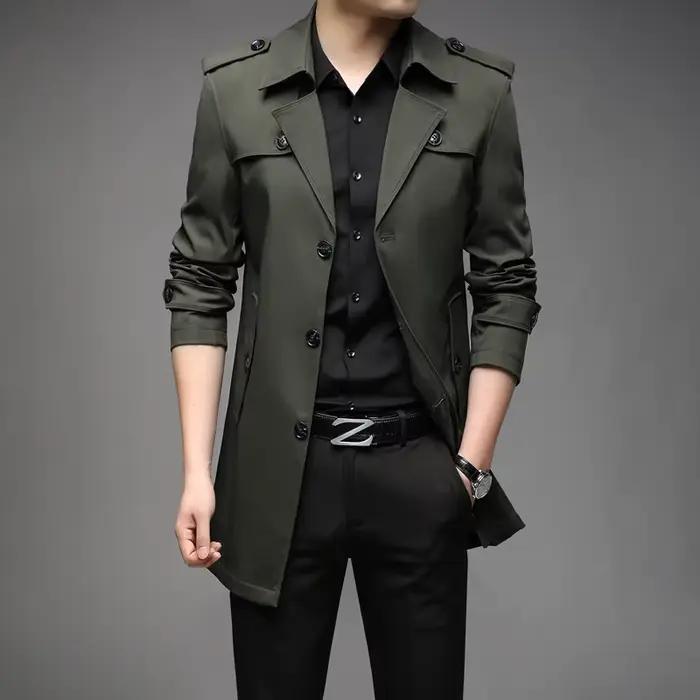 Nouveau printemps hommes Trench mode angleterre Style longs