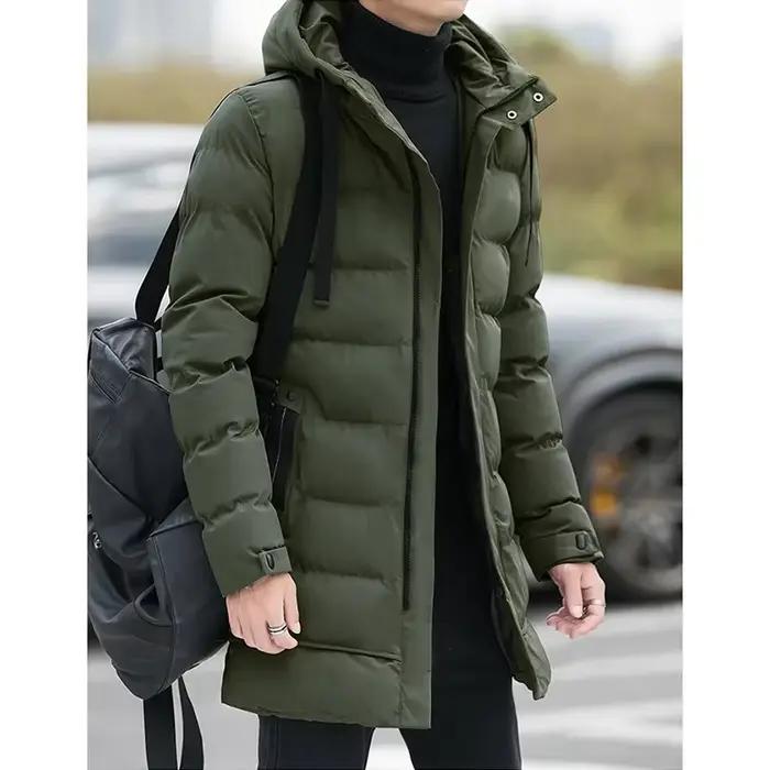 Manteau Homme Décontracté Gris Avec Capuche Amovible Pour Voyages Automne Hiver Polyester Soie Coton Plissé Robuste