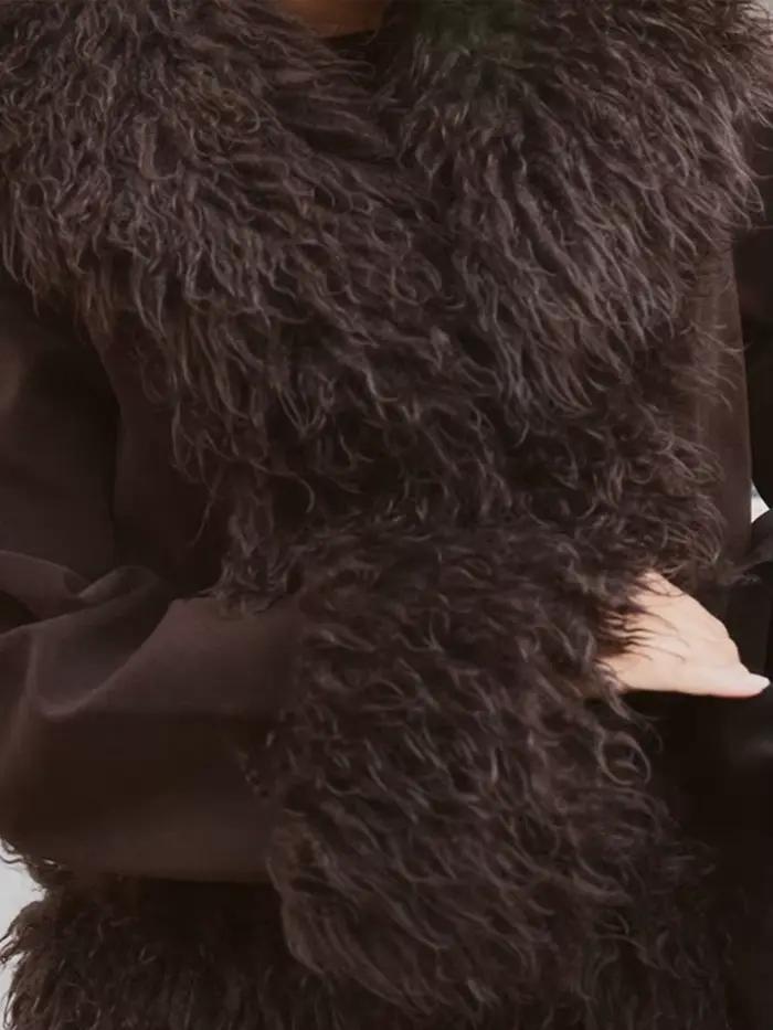 Manteaux en fausse fourrure élégants avec revers en fourrure pour femmes, vestes de mode automne-hiver confortables et stylées pour sorties et festivals