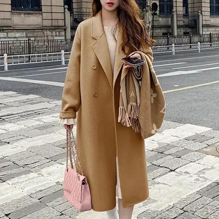 Manteau long en laine à double boutonnage pour femme, pardessus rétro pour femme, coupe-vent pour femme, mode automne et hiver, nouveau