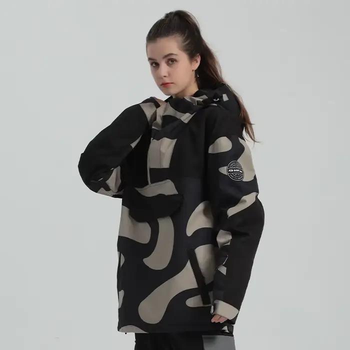 GSOU SNOW-Veste de ski d'hiver pour hommes et femmes, manteau de neige épais, parka à capuche imperméable, coupe-vent chaud, vêtements d'extérieur souriants, vêtements de randonnée