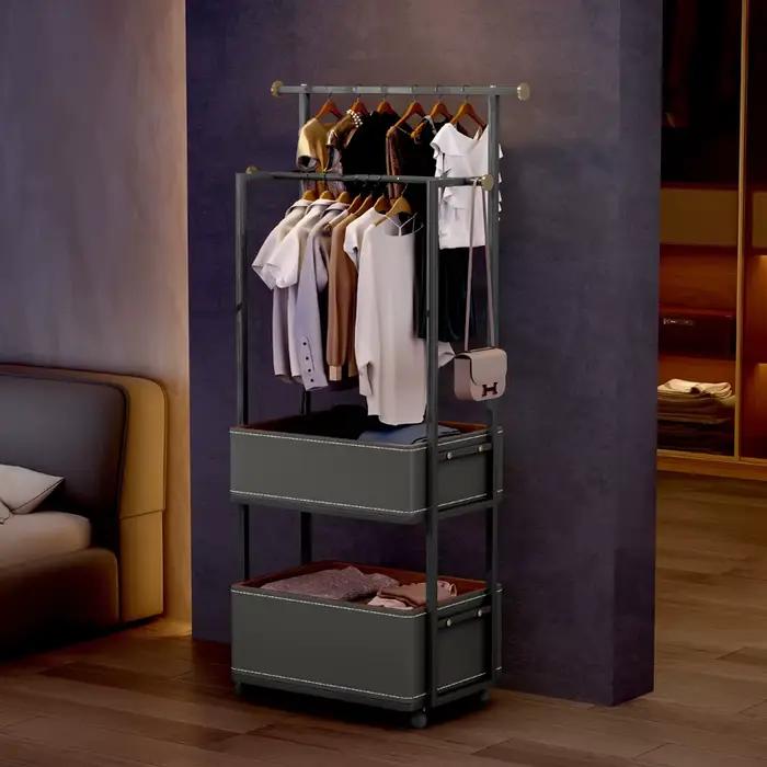 Manteau en cuir de dégager de chambre à coucher T1 perfecto, cabas de sol de rangement, meubles minimalistes italiens