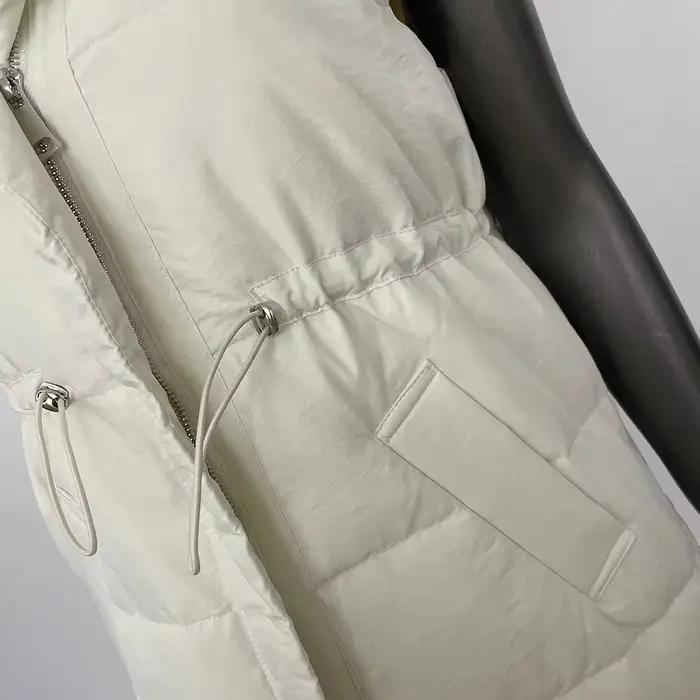 Gilet chaud en duvet de canard blanc pour femme, veste mi-longue, légère, à la taille, collection automne et hiver 2024