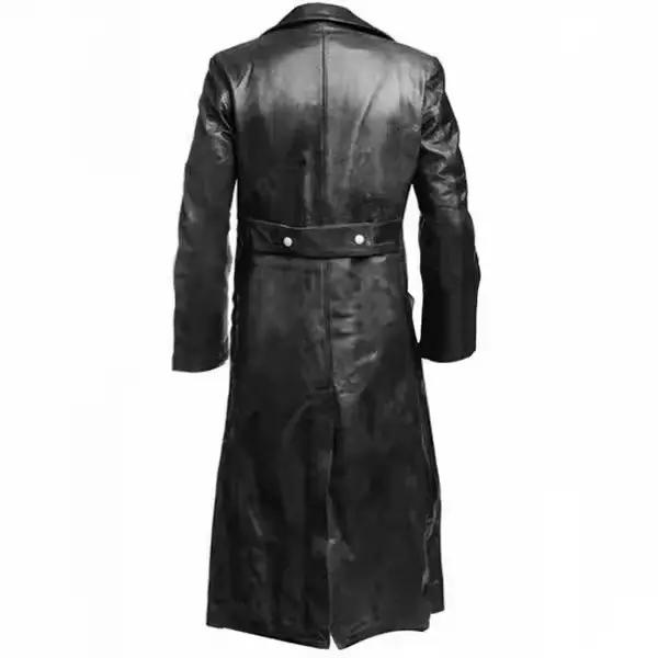Manteau long en similicuir combiné pour hommes