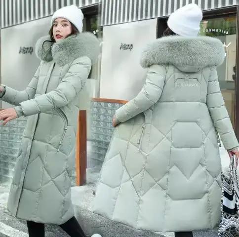 Nouvelle Veste d'Hiver Femme 2026 Mi-longue Tendance Slim Col Fourrure Épaisse en Coton Manteau Élégant Gris Parka Vêtements Femme
