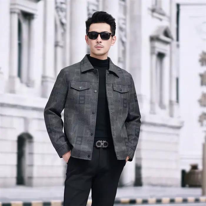 2025 printemps nouvelle veste pour hommes mode à la mode classique veste en cuir hommes décontracté revers beau à la mode