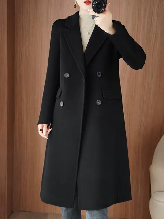 mode tendance manteau femme Pure laine automne et hiver manteau femme double face manteau en laine ample All-Matching Top
