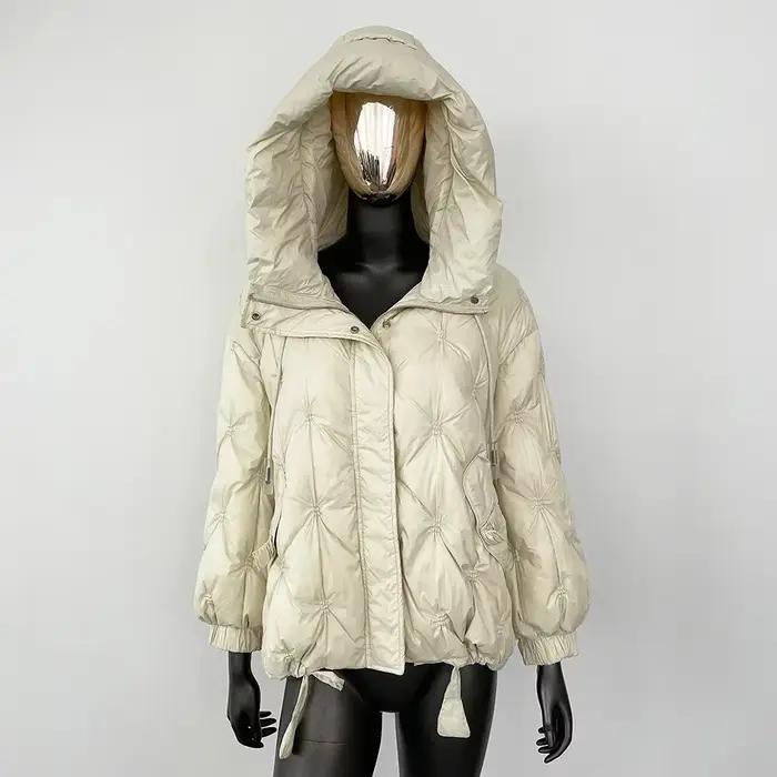 2025 automne hiver Style coréen ample chaud à capuche doudoune femmes veste épaissie 90% blanc canard