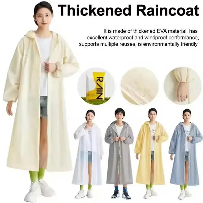1pc noir adulte à capuche longue imperméable hommes femmes Poncho veste imperméable imperméable sur manteau pour randonnée en plein air voyage pêche