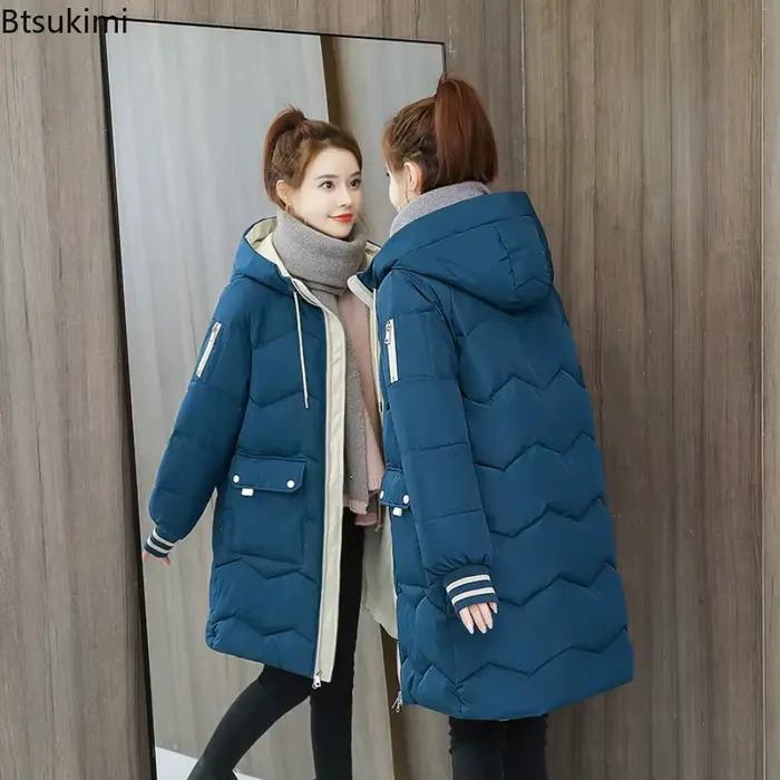 Manteaux d'hiver 2026 pour femmes, parkas longs, doudounes en coton à capuche, manteaux amples décontractés et chauds
