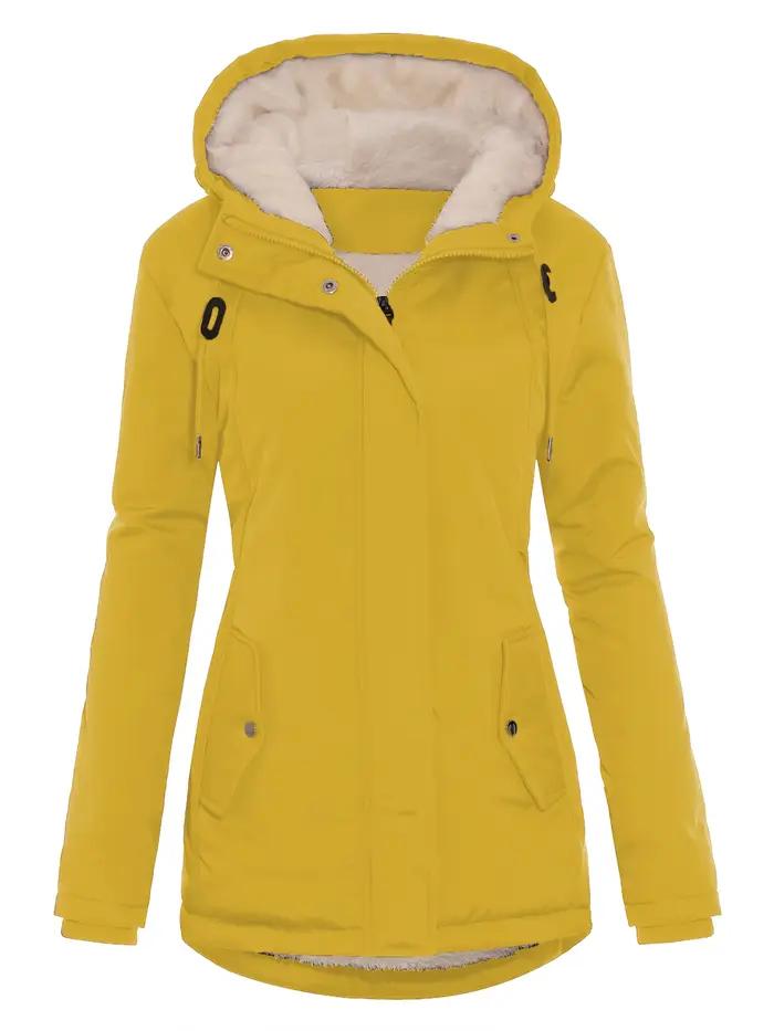 Veste matelassée polyester à capuche pour femmes, design décontracté, coupe-vent, fermeture éclair totale, hiver automne, confort et élégance, occasions quotidiennes