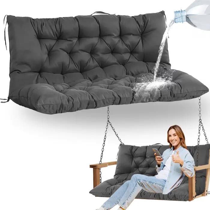 Coussin d'extérieur imperméable pour chaise à bascule de patio, résistant à la décoloration, avec sangles, coussin de dossier, remplacement pour 2-3 places, Cojines