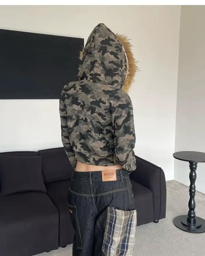 Veste femme hiver grande taille manteau camouflage Punk manteaux foncé hiver femmes vêtements Goth Zip Up Kpop Streetwear vestes américaines