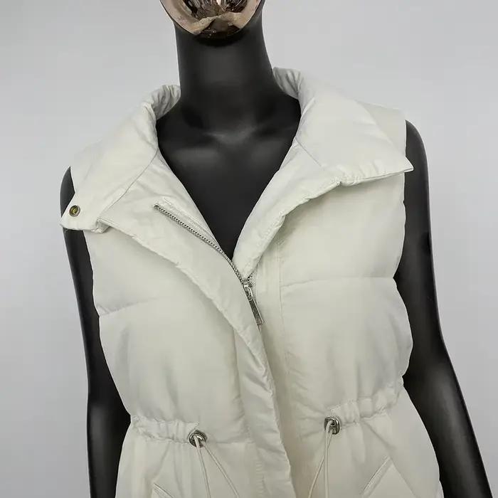 Gilet chaud en duvet de canard blanc pour femme, veste mi-longue, légère, à la taille, collection automne et hiver 2024