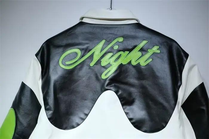 Blouson de course rétro en cuir matelassé court, brodé, style motard, streetwear pour homme, vêtement d'extérieur sportif, manteau coupe-vent tendance