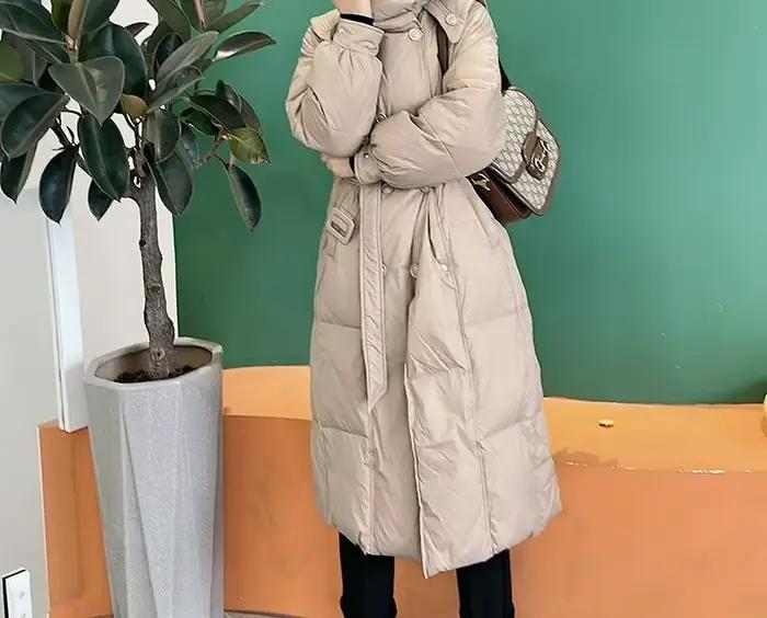2025 doudoune femme hiver nouveaux vêtements pour femmes taille moyenne et longue ceinture Anti-saison manteau