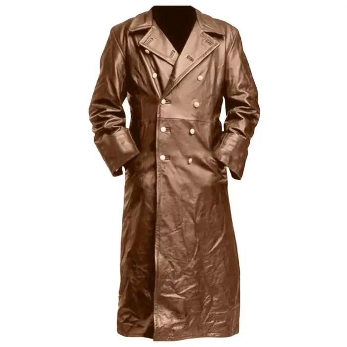 Manteau long en similicuir combiné pour hommes