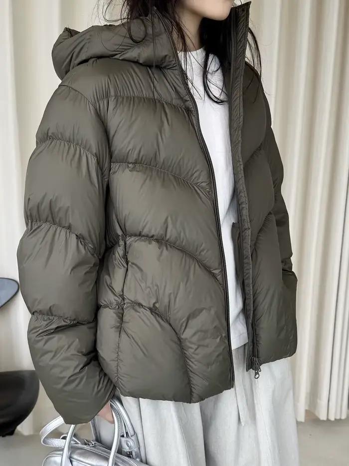 Doudoune d'hiver en duvet de canard blanc avec cordon de serrage