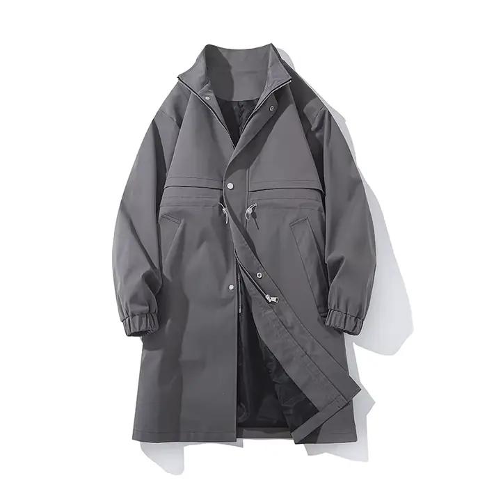 Manteau coupe-vent à col montant pour hommes, trench-coat, beau, streetwear, mode masculine, nouveau, coréen, automne