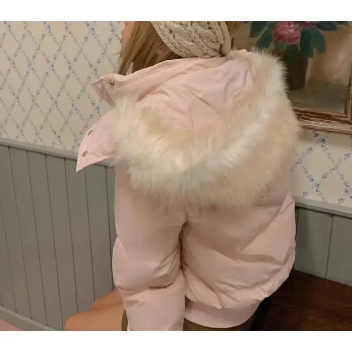 Doudoune rose en fourrure avec capuche et pardessus pour Protection contre le froid