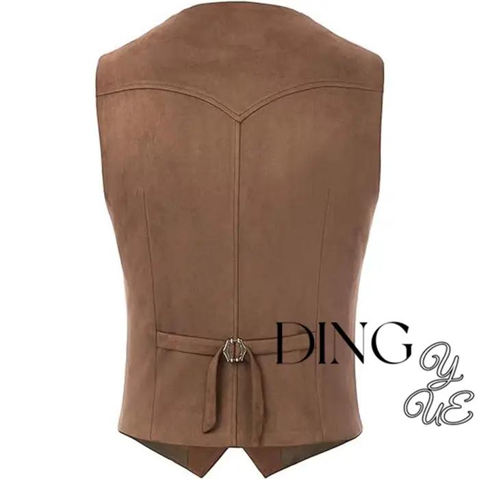 Gilet de costume en cuir suédé pour hommes