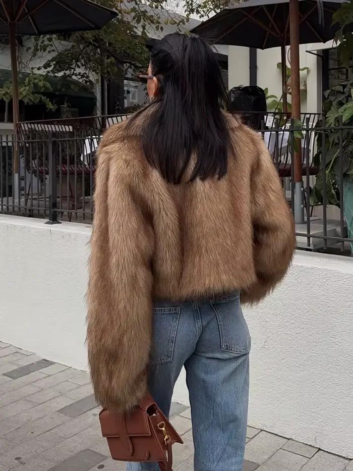 HH femmes nouvelle mode manteau court ample solide col rabattu manches longues bouton couvert femme hiver élégant manteaux chauds