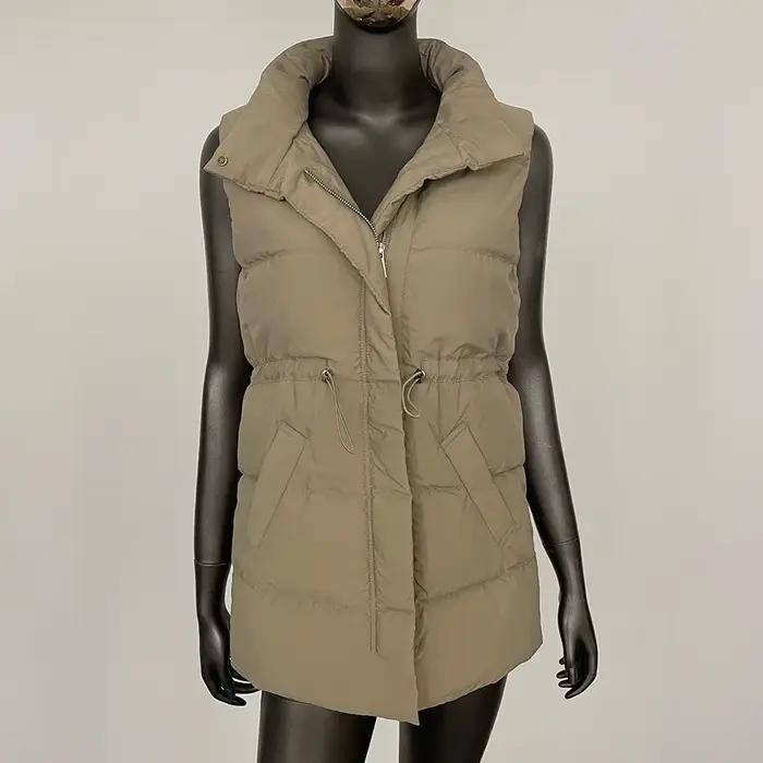 Gilet chaud en duvet de canard blanc pour femme, veste mi-longue, légère, à la taille, collection automne et hiver 2024