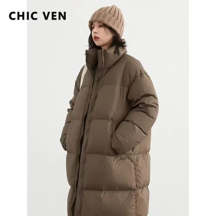 CHIC VEN-Doudoune Longue en Duvet de Canard Blanc pour Femme