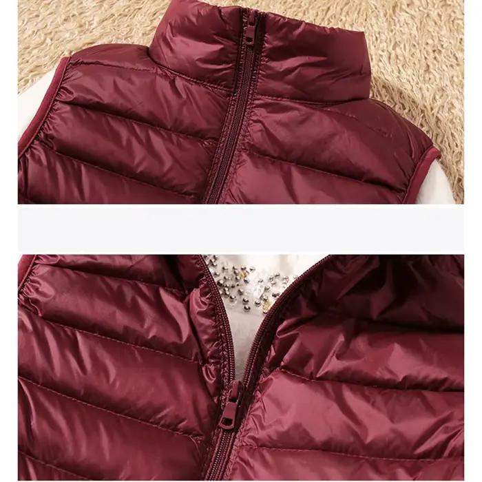 Doudoune légère matelassée coupe-vent chaude pour femme, gilet sans manches ultra léger en duvet, veste ajustée polyester bleu ciel décontracté pour toutes les saisons et occasions spéciales