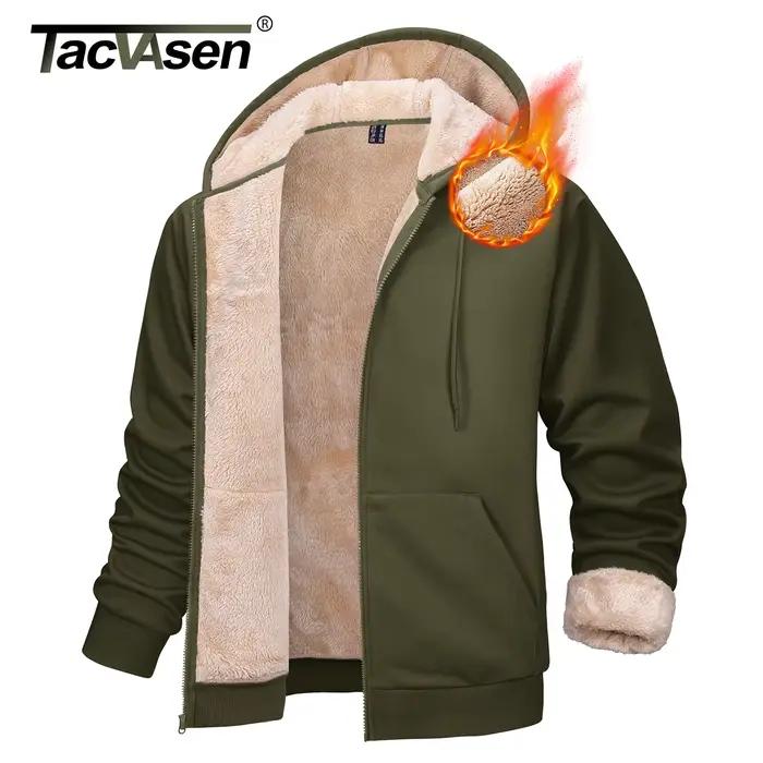 TACVASEN Sweat à capuche zippé pour homme