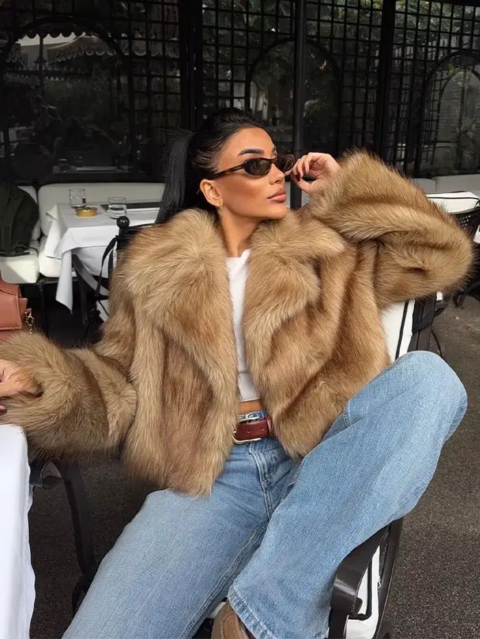 HH femmes nouvelle mode manteau court ample solide col rabattu manches longues bouton couvert femme hiver élégant manteaux chauds