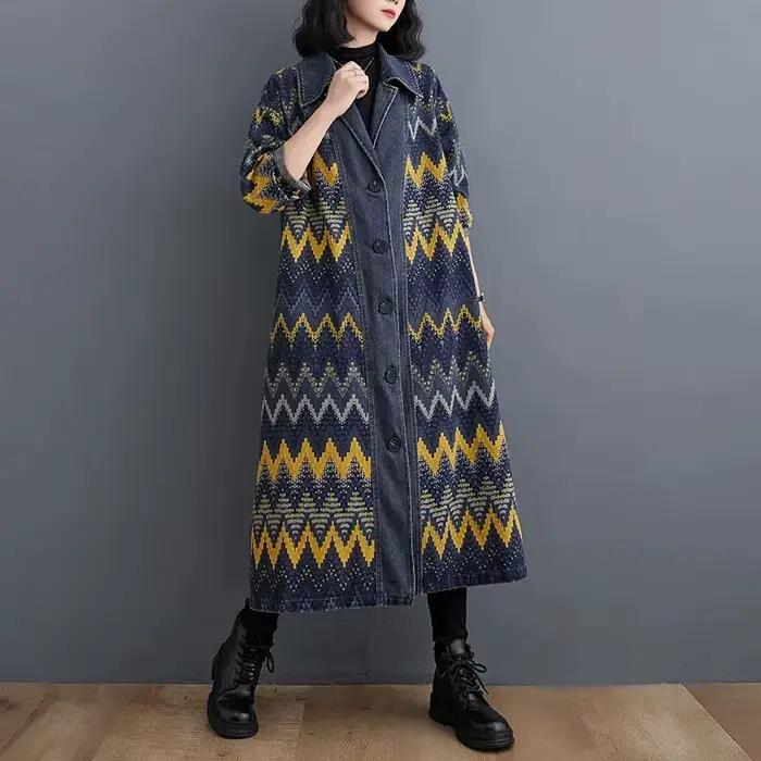 Nouveau Vintage femmes grande taille Denim manteau automne hiver