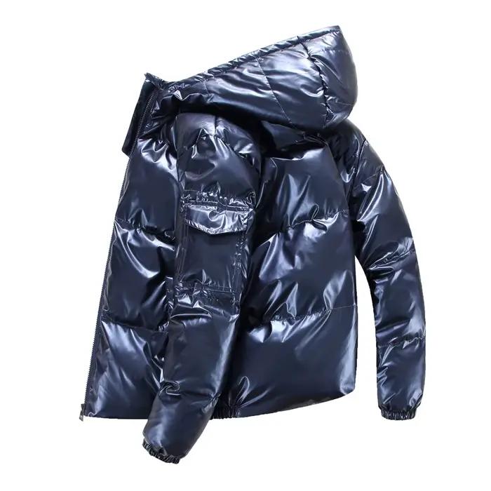 Veste d'hiver 2026 pour homme, parka brillante à capuche, manteau chaud zippé, vestes de haute qualité, pardessus épais, grandes tailles, fourrure synthétique, coton, polyester, automne et hiver, décontracté, style urbain, confortable, résistant aux intempéries