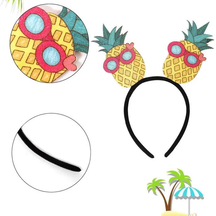 Serre-tête Hawaïen Thème Ananas, Flamant Rose et Cocotier, Accessoire de Fête Amusant pour Femmes et Filles