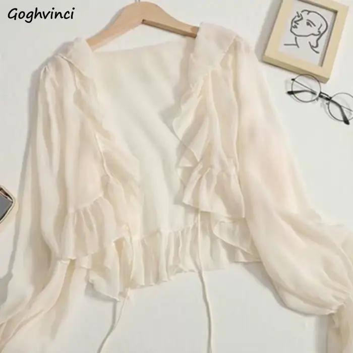 Vestes à volants à lacets pour femmes