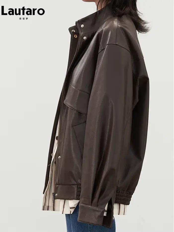 Lautaro-Veste en cuir PU surdimensionnée pour femme