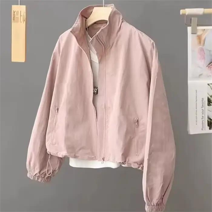 Femmes veste courte printemps automne nouveau décontracté Femme coupe-vent col montant outillage
