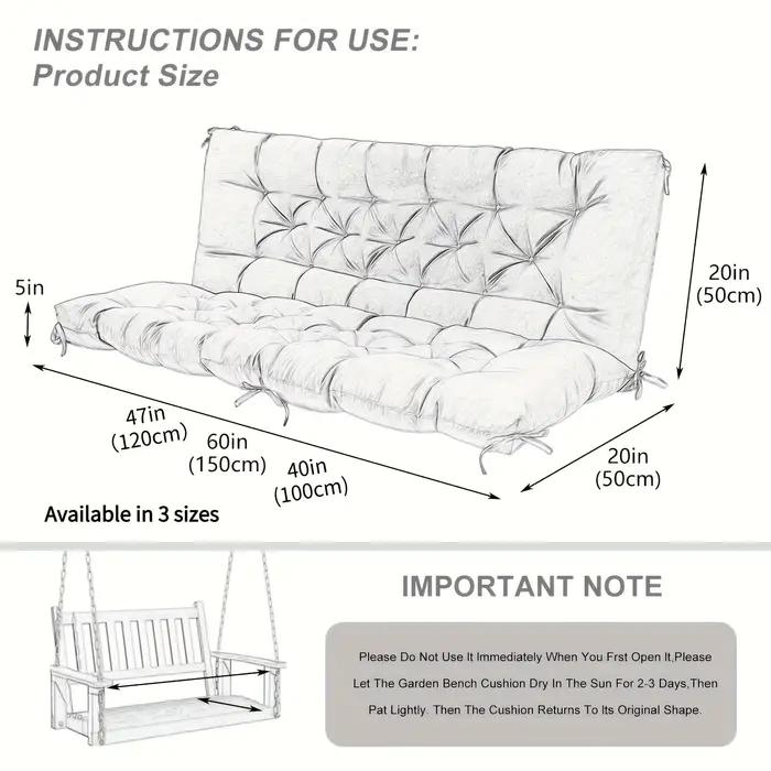 Coussin d'extérieur imperméable pour chaise à bascule de patio, résistant à la décoloration, avec sangles, coussin de dossier, remplacement pour 2-3 places, Cojines