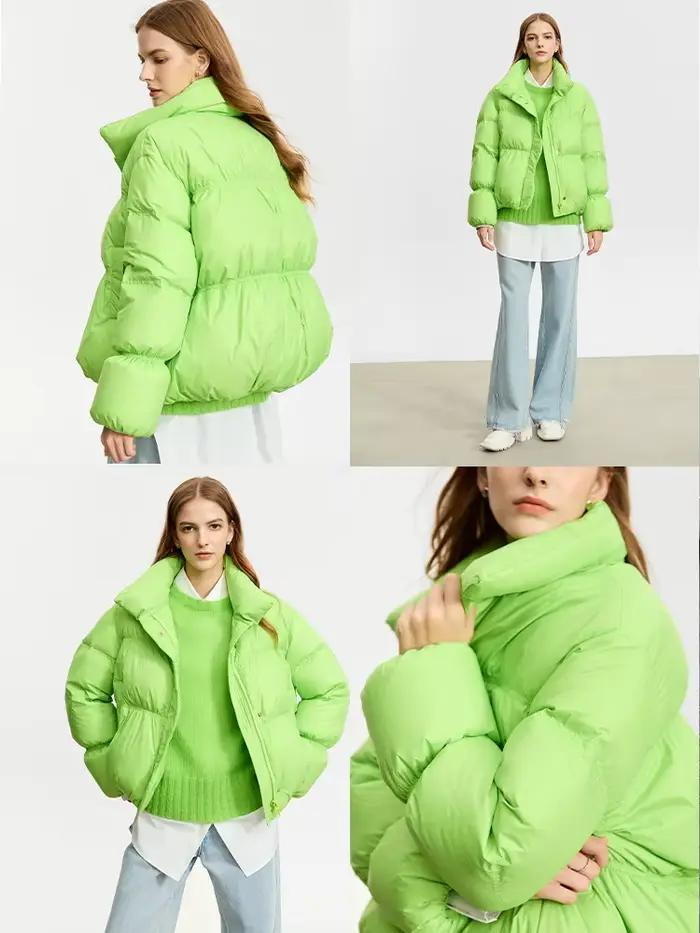AMII minimaliste femmes hiver doudoune bouton de fermeture éclair chaud court pardessus 2025