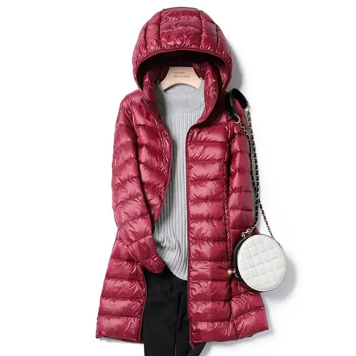2025 9 couleurs grande taille 5xl 6XL 7XL femmes doudoune longue Ultra légère mince manteau décontracté