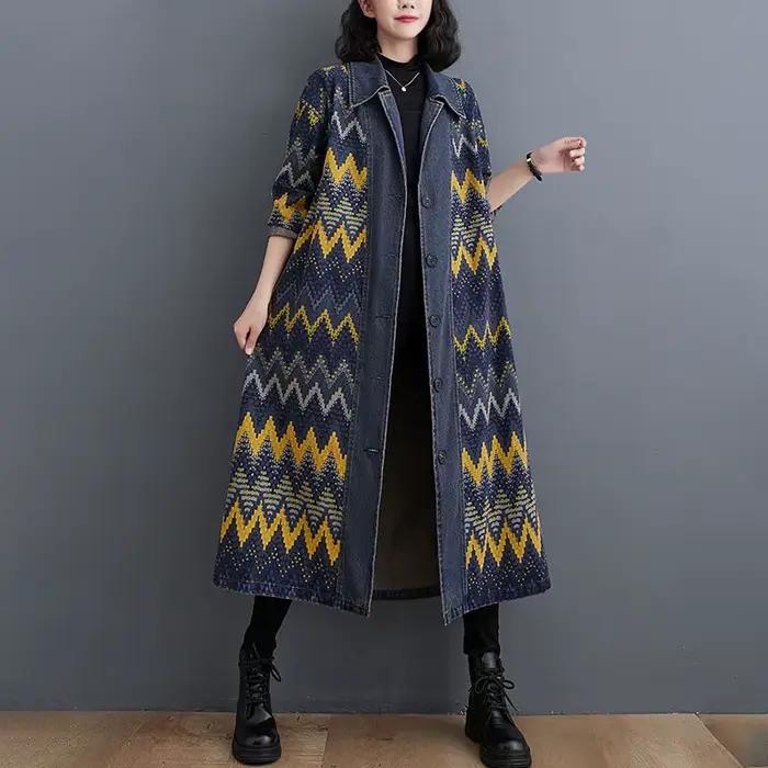 Nouveau Vintage femmes grande taille Denim manteau automne hiver