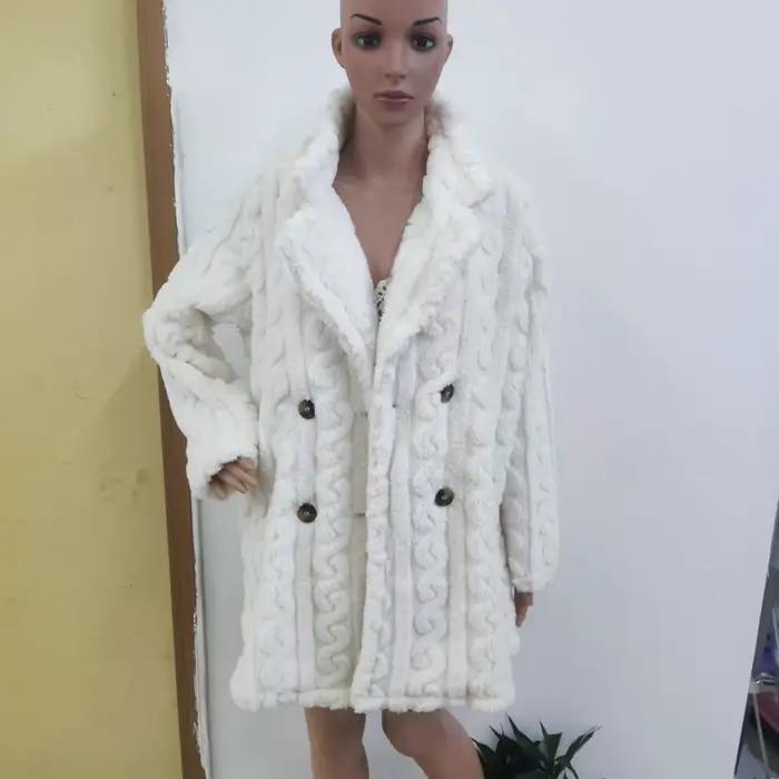 Manteau en peluche pour femme, confortable, décontracté, chaud, col de costume, Double boutonnage, longueur moyenne, nouvelle collection hiver 2025
