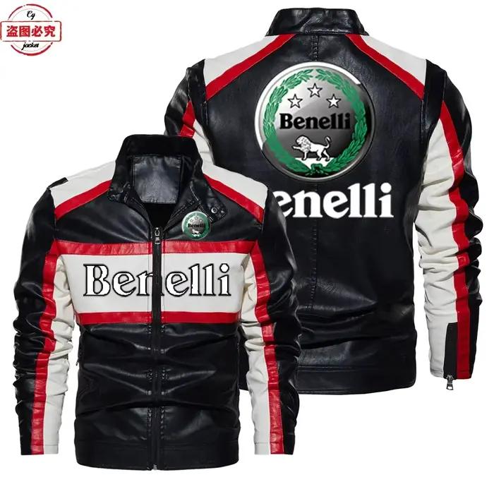 Benali moto Logo veste en cuir rétro lavé veste en cuir Pu coupe-vent printemps et automne veste pour hommes uniforme de voiture