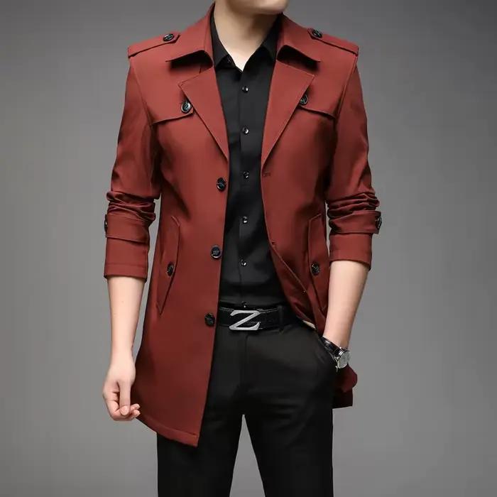 Nouveau printemps hommes Trench mode angleterre Style longs