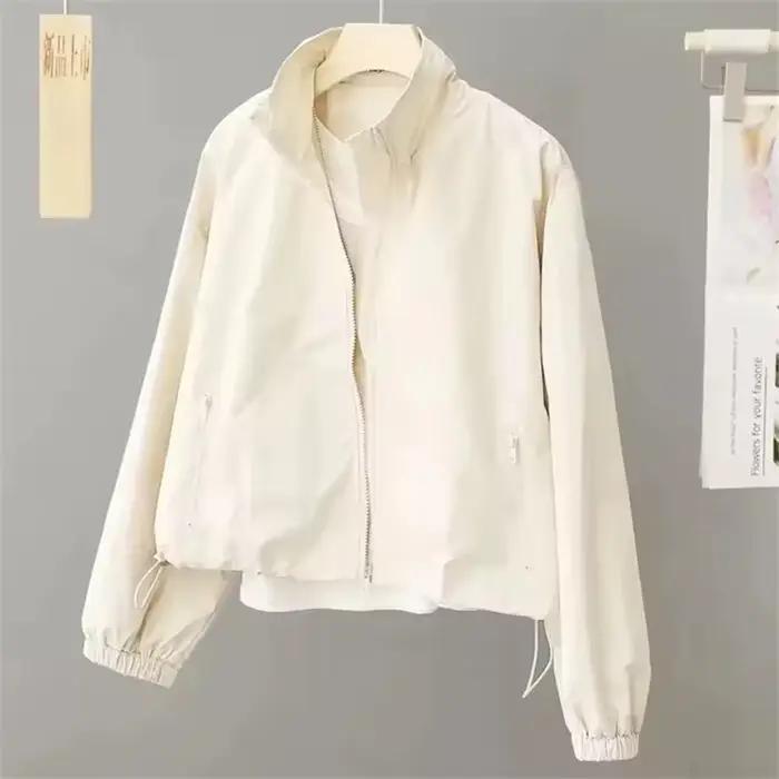 Femmes veste courte printemps automne nouveau décontracté Femme coupe-vent col montant outillage